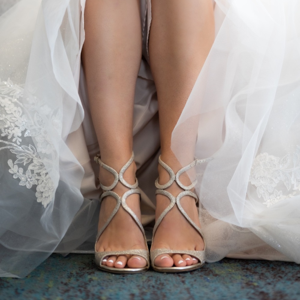 Jimmy Choo Platinum Ice Dusty Glitter Sandals